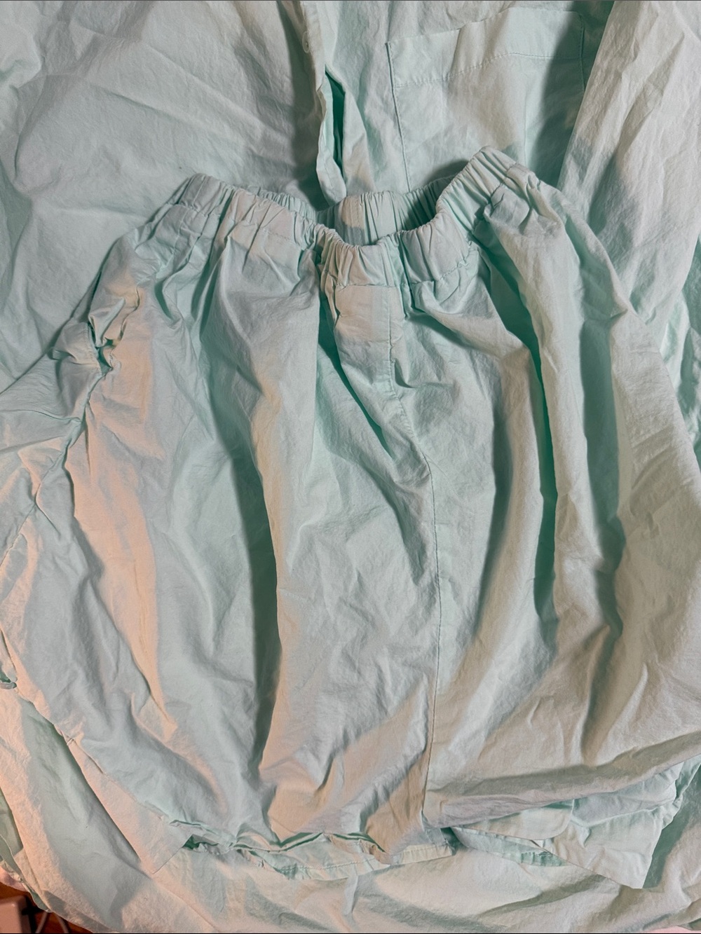 Frankie Shop Light Mint Button-Up Top and Elastic Waist Shorts Set small - Picture 6 of 6